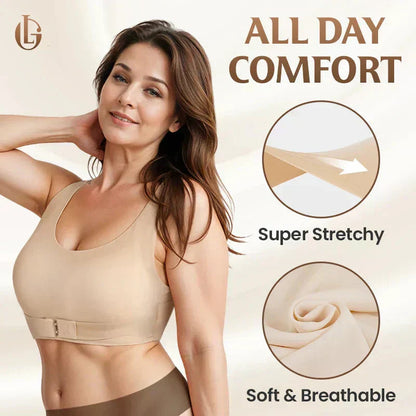 Cross Back Front Closure Wireless Posture Support Bra
