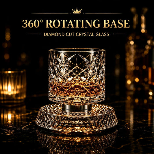 Luxury 360° Spinning Star‑Cut Crystal Glass, Rotating Stress‑Relief Whiskey & Wine Glass, Elegant European Barware Gift