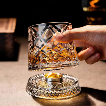 Luxury 360° Spinning Star‑Cut Crystal Glass, Rotating Stress‑Relief Whiskey & Wine Glass, Elegant European Barware Gift