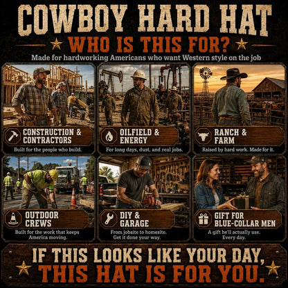 Western Cowboy Hard Hat - Safety Helmet for Men