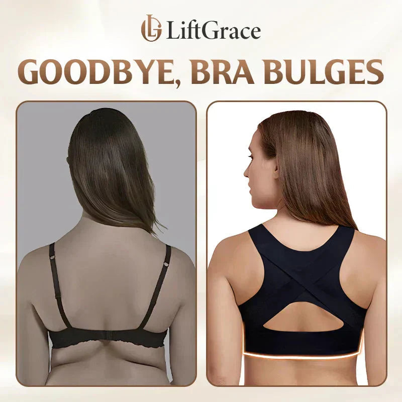 Cross Back Front Closure Wireless Posture Support Bra