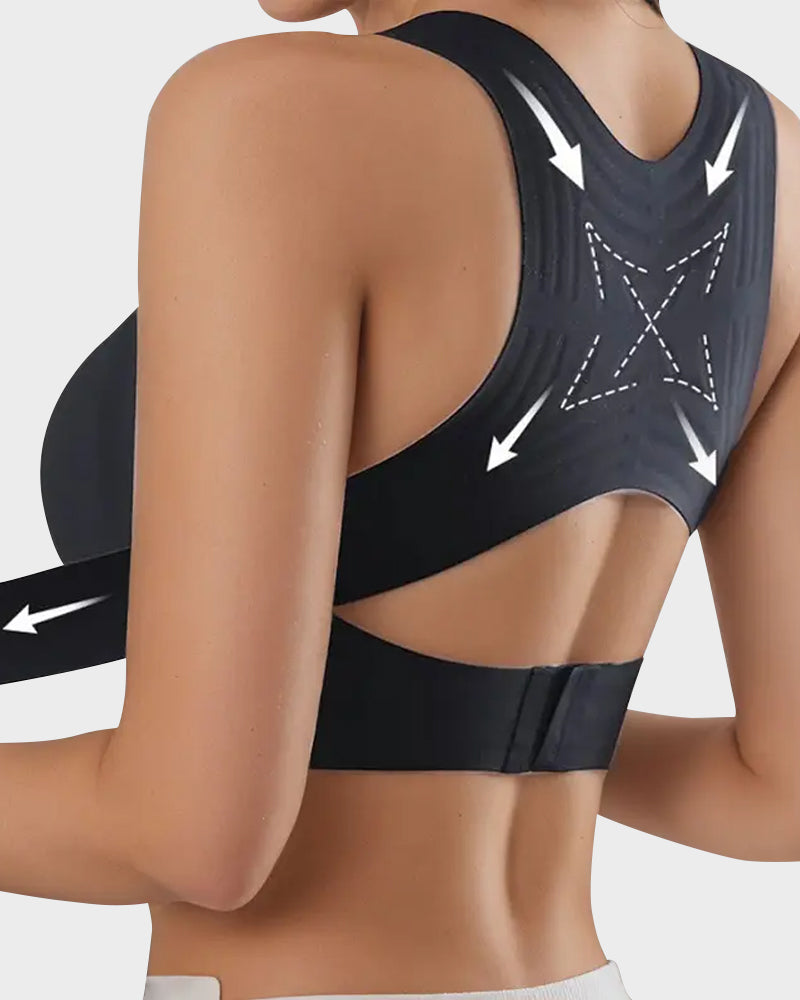 Cross Back Front Closure Wireless Posture Support Bra