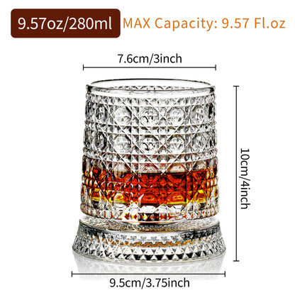 Luxury 360° Spinning Star‑Cut Crystal Glass, Rotating Stress‑Relief Whiskey & Wine Glass, Elegant European Barware Gift