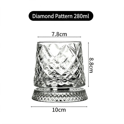 Luxury 360° Spinning Star‑Cut Crystal Glass, Rotating Stress‑Relief Whiskey & Wine Glass, Elegant European Barware Gift