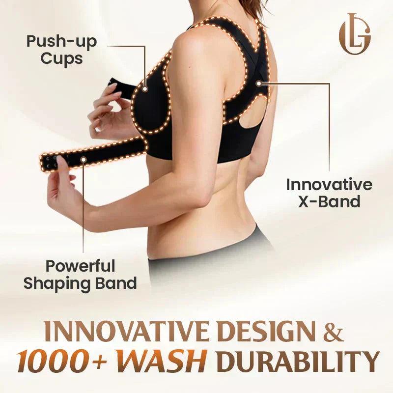 Cross Back Front Closure Wireless Posture Support Bra
