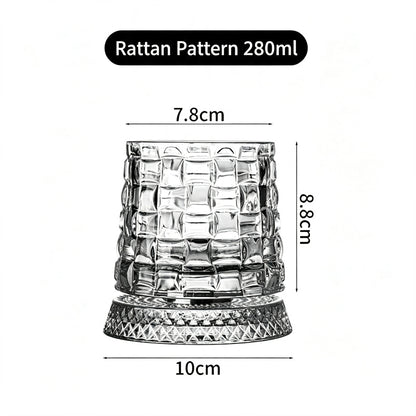 Luxury 360° Spinning Star‑Cut Crystal Glass, Rotating Stress‑Relief Whiskey & Wine Glass, Elegant European Barware Gift