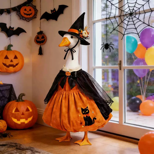 Halloween Porch Goose Outfit fit 23 inch Goose, Lawn Porch Goose Clothes Clothing Fall Halloween Outfit for Outdoor Patio Yard Lawn Art Decoration
