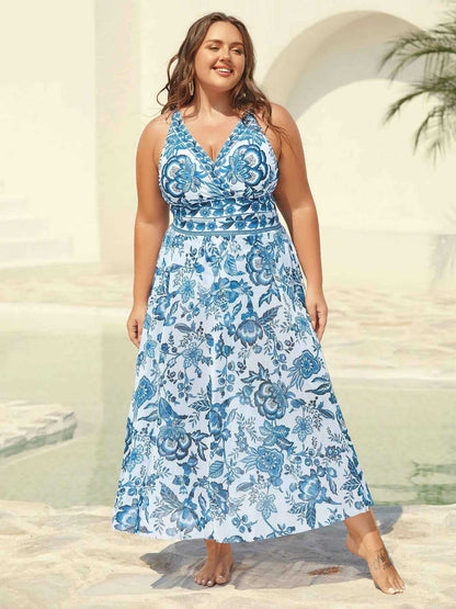 Womens Plus Size Two-Piece Swimsuit [M-6X] Floral Mesh Overlay Tummy Control Swimsuit with Skirt, Elegant Flattering Beach,Spotlight,Summer wins,Deals for you days,summeroutfits,vacationoutfits,bathingsuit,womenset,beachoutfits