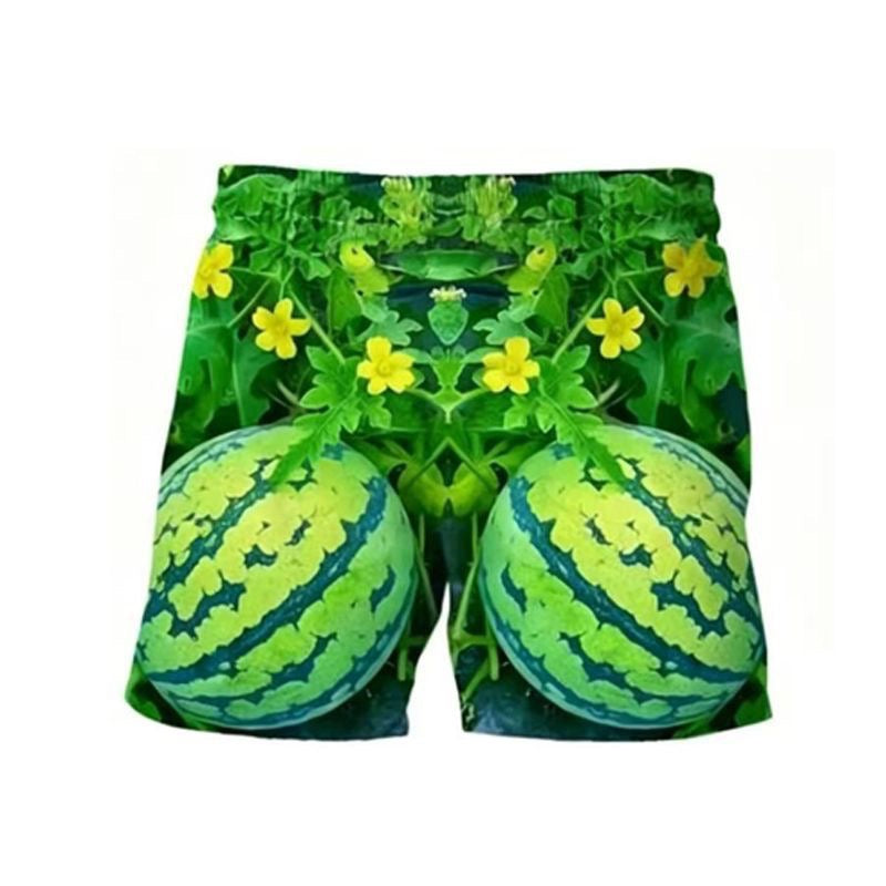 Funny Men's Watermelon Graphic T‑Shirt, Fruit Print Summer Tee, Casual Shorts 2‑Piece Outfit Set