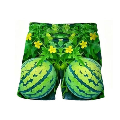 Funny Men's Watermelon Graphic T‑Shirt, Fruit Print Summer Tee, Casual Shorts 2‑Piece Outfit Set