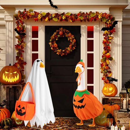 Halloween Porch Goose Outfit fit 23 inch Goose, Lawn Porch Goose Clothes Clothing Fall Halloween Outfit for Outdoor Patio Yard Lawn Art Decoration