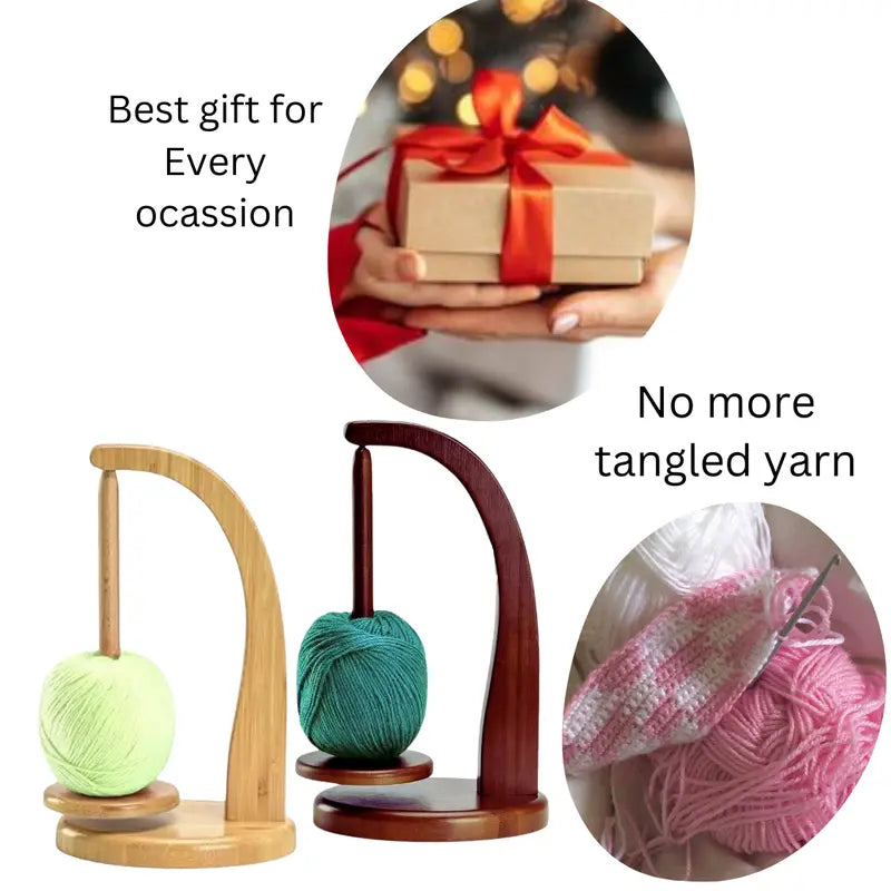 High-Quality Wooden Yarn Ball Winder, Knitting Supplies with Magnetic Feeder & Stable Base, Rustic Look Easy-Assembly Crochet Gift Kit for Knitting & Home Sewing Projects