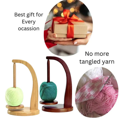 High-Quality Wooden Yarn Ball Winder, Knitting Supplies with Magnetic Feeder & Stable Base, Rustic Look Easy-Assembly Crochet Gift Kit for Knitting & Home Sewing Projects