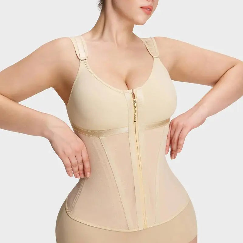 Women's Faja Waist Trainer, Seamless Shapewear Bodysuit with Double-Layer Tummy Control, 17 Steel Bones & Built-in Bra, Bodysuits Shapewear, Double Faja Waist Trainer Shapewear Belts