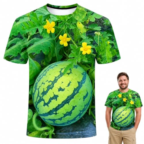 Funny Men's Watermelon Graphic T‑Shirt, Fruit Print Summer Tee, Casual Shorts 2‑Piece Outfit Set