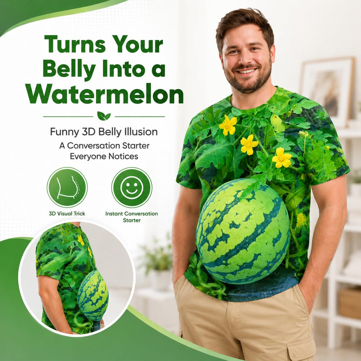 Funny Men's Watermelon Graphic T‑Shirt, Fruit Print Summer Tee, Casual Shorts 2‑Piece Outfit Set
