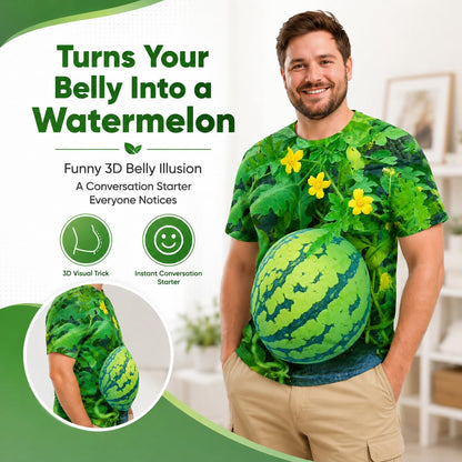 Funny Men's Watermelon Graphic T‑Shirt, Fruit Print Summer Tee, Casual Shorts 2‑Piece Outfit Set