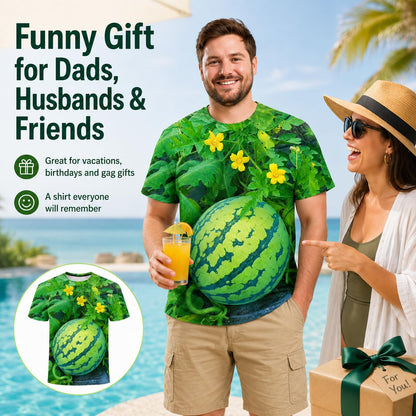 Funny Men's Watermelon Graphic T‑Shirt, Fruit Print Summer Tee, Casual Shorts 2‑Piece Outfit Set