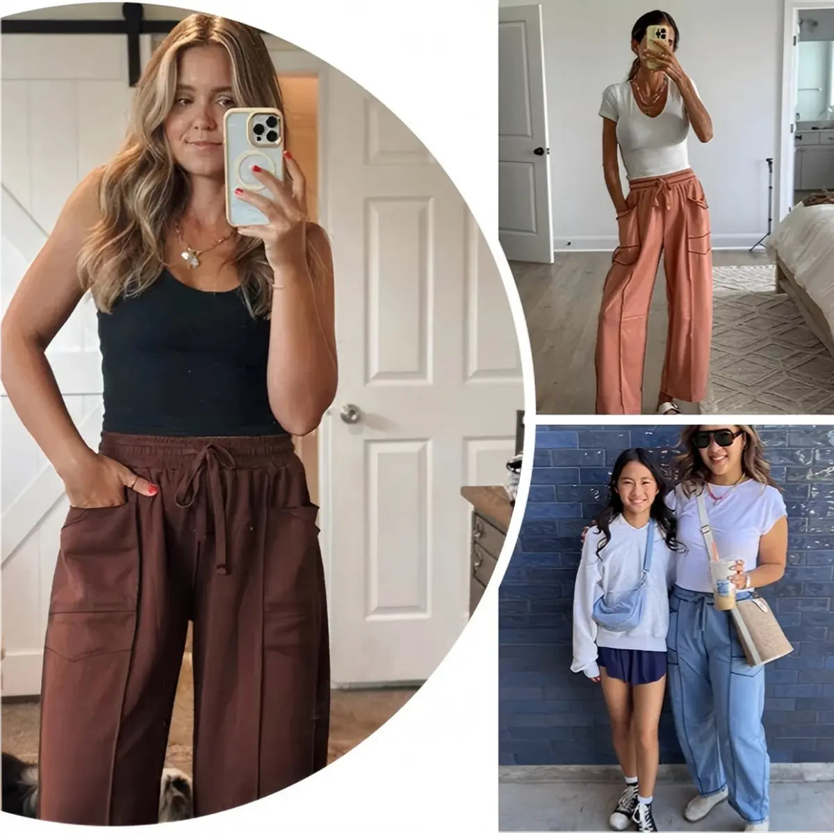 Womens Baggy Barrel Wide Leg Yoga Lounge Pants Drawstring Waist Pockets Athleisure Style Casual Sweatpants Comfortable Loose Fit Bottoms for Women Summer Casual Wear,back to school shopping
