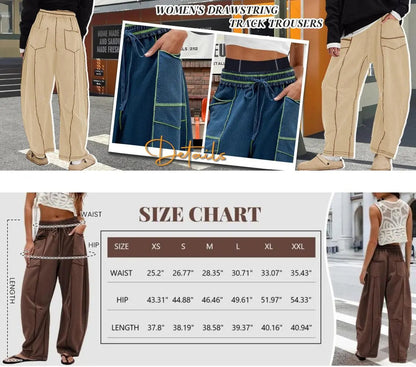 Womens Baggy Barrel Wide Leg Yoga Lounge Pants Drawstring Waist Pockets Athleisure Style Casual Sweatpants Comfortable Loose Fit Bottoms for Women Summer Casual Wear,back to school shopping