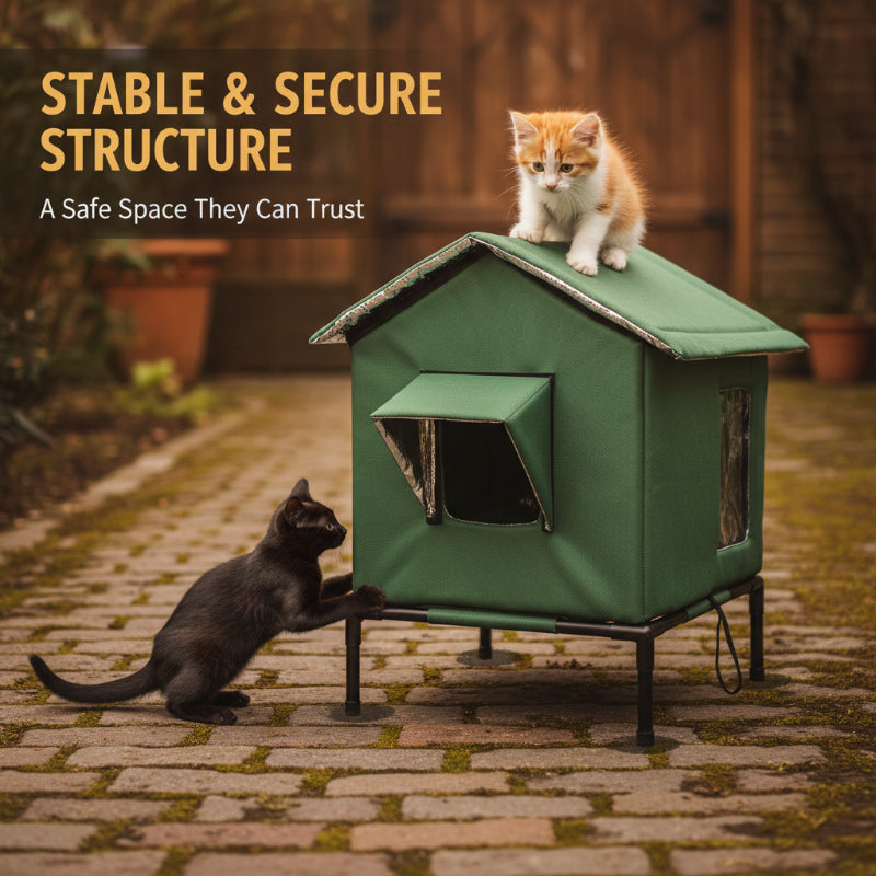 Cat Checking Weather ⏰ LIMITED TIME 50% OFF! 🐈 All-Weather Elevated Outdoor Cat House – Wat ...